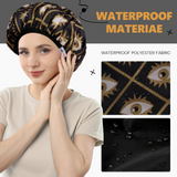 Years Calm Evil Eye Shower Caps for Women Reusable Waterproof, Pattern and Solid Color Dual-Layer Design, Hair Cap for Shower with Elastic Band, Fits Braids, Dreadlocks & Long Hair