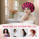 Years Calm Shower Caps for Women Reusable Waterproof, Double-Layer Extra Large Adjustable Elastic Hair Cap for Shower for Long Hair & Braids, Travel & Home