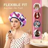 Years calm Shower Cap Reusable Waterproof - Double-Sided Memory Fabric for Women & Men, Shower Hat for Long/Short/Curly/Braids Hair, Spa, Travel - Flexi Elastic Band