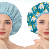 Years Calm Shower Caps For Women Reusable Waterproof，Pattern And Solid Color Dual-Layer Design For Dual-Layer Usable，Protects Hair In Shower, Spa, Cooking , Clean & Travel