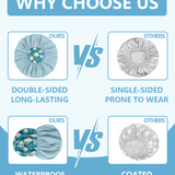 Years Calm Shower Caps For Women Reusable Waterproof，Pattern And Solid Color Dual-Layer Design For Dual-Layer Usable，Protects Hair In Shower, Spa, Cooking , Clean & Travel