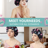 Years calm Terry Lined Shower Cap, Triple Layer Heart motifs,Waterproof Reusable Elastic,Hair Shower Cap for Women,Terry Cloth Shower Cap for Spa,Clean,Trave