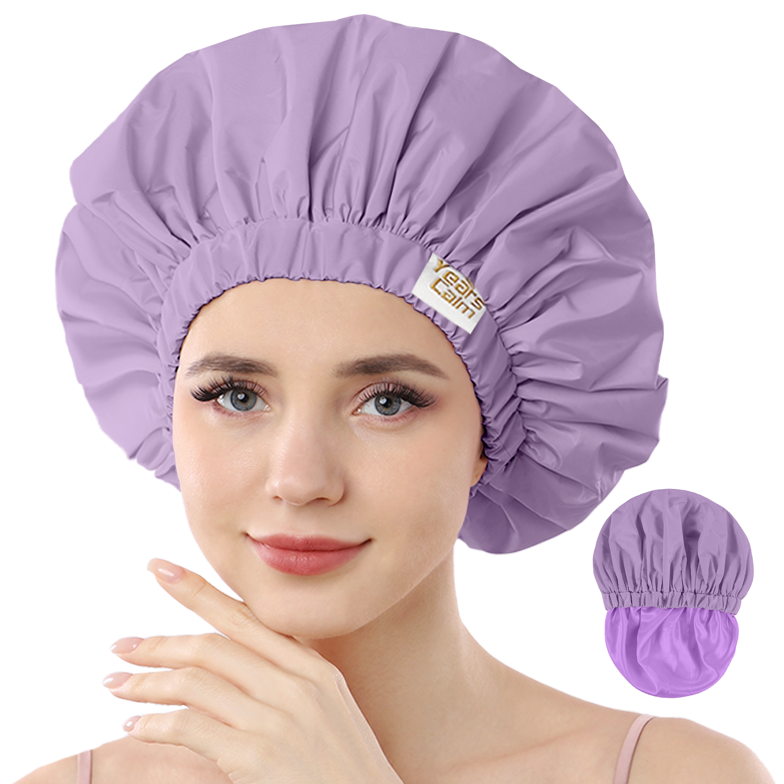 Yearscalm Reusable Waterproof Shower Caps for Women, Hair Caps for Showers, Double-Layer Elastic Design, for All Hairstyles, Travel-Friendly