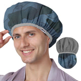 Years Calm Shower Cap Reusable Waterproof for Men, Fashion Dual-Layer Design, Protects Hair in Shower, Spa, Travel & Cooking, Adjustable Elastic for Comfortable Fit (Black & White, One Size)