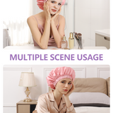 Yearscalm Reusable Waterproof Shower Caps for Women, Hair Caps for Showers, Double-Layer Elastic Design, for All Hairstyles, Travel-Friendly