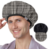 Years Calm Shower Cap Reusable Waterproof for Men, Fashion Dual-Layer Design, Protects Hair in Shower, Spa, Travel & Cooking, Adjustable Elastic for Comfortable Fit (Black & White, One Size)