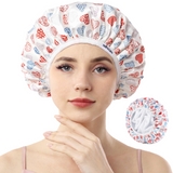 Years calm Terry Lined Shower Cap, Triple Layer Heart motifs,Waterproof Reusable Elastic,Hair Shower Cap for Women,Terry Cloth Shower Cap for Spa,Clean,Trave