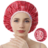 Years calm Terry Lined Shower Cap, Triple Layer Heart motifs,Waterproof Reusable Elastic,Hair Shower Cap for Women,Terry Cloth Shower Cap for Spa,Clean,Trave