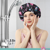 Years calm Terry Lined Shower Cap, Triple Layer Heart motifs,Waterproof Reusable Elastic,Hair Shower Cap for Women,Terry Cloth Shower Cap for Spa,Clean,Trave