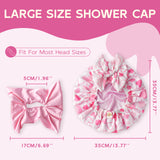 Years calm Detachable Bowknot Shower Cap for Women, Waterproof & Reusable Shower Cap with 2 Hair Tie, Double Layer, Satin Lined Shower Hat for Various Hairstyles, Fit Spa, Travel, Shower