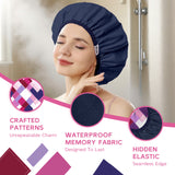 Years calm Shower Cap Reusable Waterproof - Double-Sided Memory Fabric for Women & Men, Shower Hat for Long/Short/Curly/Braids Hair, Spa, Travel - Flexi Elastic Band