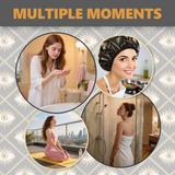 Years Calm Evil Eye Shower Caps for Women Reusable Waterproof, Pattern and Solid Color Dual-Layer Design, Hair Cap for Shower with Elastic Band, Fits Braids, Dreadlocks & Long Hair