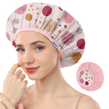 Years calm Luxury Shower Caps for Women Reusable Waterproof – Polka Dot Double Layer Bath Cap with Adjustable Elastic for Braids & Long Hair, Comfortable & Stylish, Versatile Use