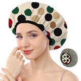Years calm Luxury Shower Caps for Women Reusable Waterproof – Polka Dot Double Layer Bath Cap with Adjustable Elastic for Braids & Long Hair, Comfortable & Stylish, Versatile Use