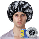 Years calm Shower Cap for Men, Waterproof Heat Cap for Deep Conditioning– Reusable Hair Treatment Cap with Foil Lining, Stretchable Elastic Band, Stylish Print, for  Steam Therapy, Hair Mask, Oil
