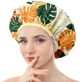 Years calm Shower Cap for Women Reusable Waterproof – Double Layer Elastic Cap with Tropical Botanical Print Shower Cap for Shower, Spa, Travel, Bath & Daily Hair Protection