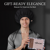 Years calm Shower Cap for Men Waterproof Reusable - Fashion Dual-Layer Design, Adjustable Elastic Band for Long & Curly Hair, XL Bath & Spa Cap for Travel, Satin Lined Shower Cap Black