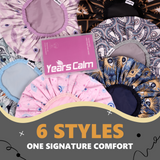 Years Calm Evil Eye Shower Caps for Women Reusable Waterproof, Pattern and Solid Color Dual-Layer Design, Hair Cap for Shower with Elastic Band, Fits Braids, Dreadlocks & Long Hair