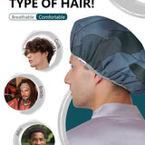 Years Calm Shower Cap Reusable Waterproof for Men, Fashion Dual-Layer Design, Protects Hair in Shower, Spa, Travel & Cooking, Adjustable Elastic for Comfortable Fit (Black & White, One Size)