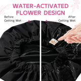 Years Calm Water-Activated Flower-Pattern Shower Cap, Waterproof Shower Cap for Women - Reusable, Satin Lining, Bathing Cap for Various Hairstyles, Fits Spa/Shower/Cooking