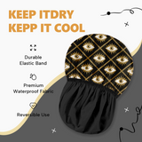 Years Calm Evil Eye Shower Caps for Women Reusable Waterproof, Pattern and Solid Color Dual-Layer Design, Hair Cap for Shower with Elastic Band, Fits Braids, Dreadlocks & Long Hair