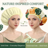 Years calm Shower Cap for Women Reusable Waterproof – Double Layer Elastic Cap with Tropical Botanical Print Shower Cap for Shower, Spa, Travel, Bath & Daily Hair Protection