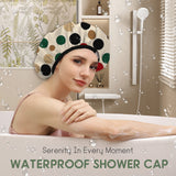 Years calm Luxury Shower Caps for Women Reusable Waterproof – Polka Dot Double Layer Bath Cap with Adjustable Elastic for Braids & Long Hair, Comfortable & Stylish, Versatile Use