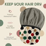Years calm Luxury Shower Caps for Women Reusable Waterproof – Polka Dot Double Layer Bath Cap with Adjustable Elastic for Braids & Long Hair, Comfortable & Stylish, Versatile Use