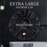 Years calm Shower Cap for Men Waterproof Reusable - Fashion Dual-Layer Design, Adjustable Elastic Band for Long & Curly Hair, XL Bath & Spa Cap for Travel, Satin Lined Shower Cap Black
