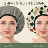 Years calm Luxury Shower Caps for Women Reusable Waterproof – Polka Dot Double Layer Bath Cap with Adjustable Elastic for Braids & Long Hair, Comfortable & Stylish, Versatile Use