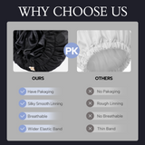 Years calm Shower Cap for Men Waterproof Reusable - Fashion Dual-Layer Design, Adjustable Elastic Band for Long & Curly Hair, XL Bath & Spa Cap for Travel, Satin Lined Shower Cap Black