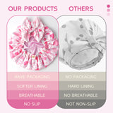 Years calm Detachable Bowknot Shower Cap for Women, Waterproof & Reusable Shower Cap with 2 Hair Tie, Double Layer, Satin Lined Shower Hat for Various Hairstyles, Fit Spa, Travel, Shower