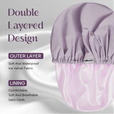 Years calm Shower Cap Reusable Waterproof, Double-Layer Hair Cap, with Elastic Band, Ideal for Shower, Spa, Travel & Cleaning