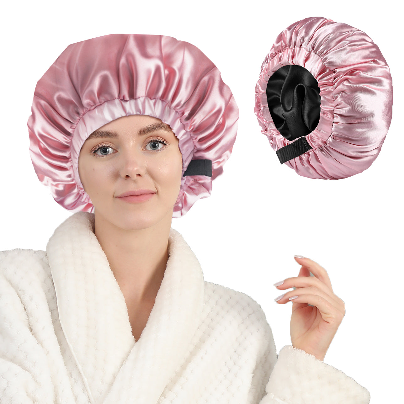 Years Calm Silk Bonnet for Sleeping Women, Double Layer Satin, Ajustable Elasticity Band， Hair Satin Bonnet for Sleeping  - Sleep Shower Caps